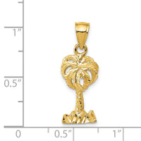14k Polished Diamond-cut Palm Tree Pendant-K6078