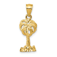 14k Polished Diamond-cut Palm Tree Pendant-K6078