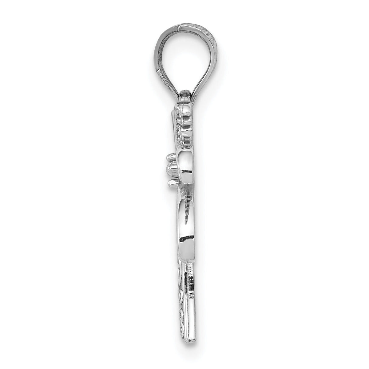 14k White Gold Polished Palm Tree Pendant-K6079