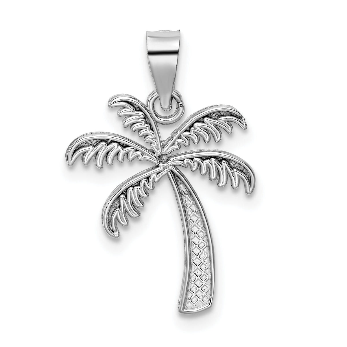 14k White Gold Polished Palm Tree Pendant-K6079