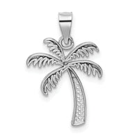 14k White Gold Polished Palm Tree Pendant-K6079