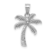 14k White Gold Polished Palm Tree Pendant-K6079