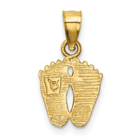 14k Satin Diamond-cut Footprints Pendant-K6084