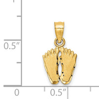 14k Satin Diamond-cut Footprints Pendant-K6084