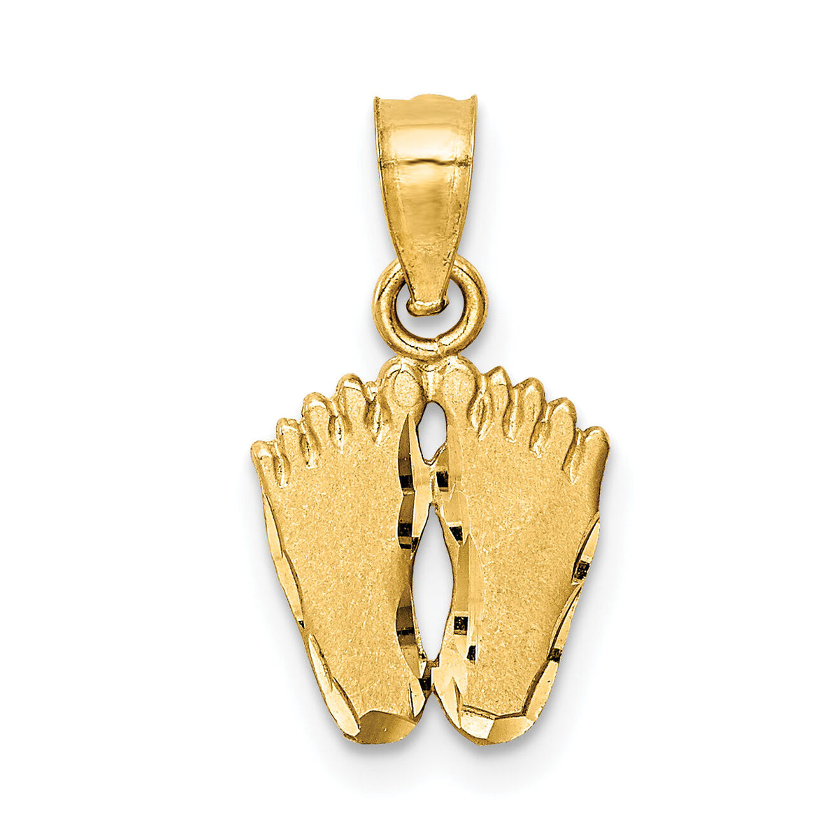 14k Satin Diamond-cut Footprints Pendant-K6084