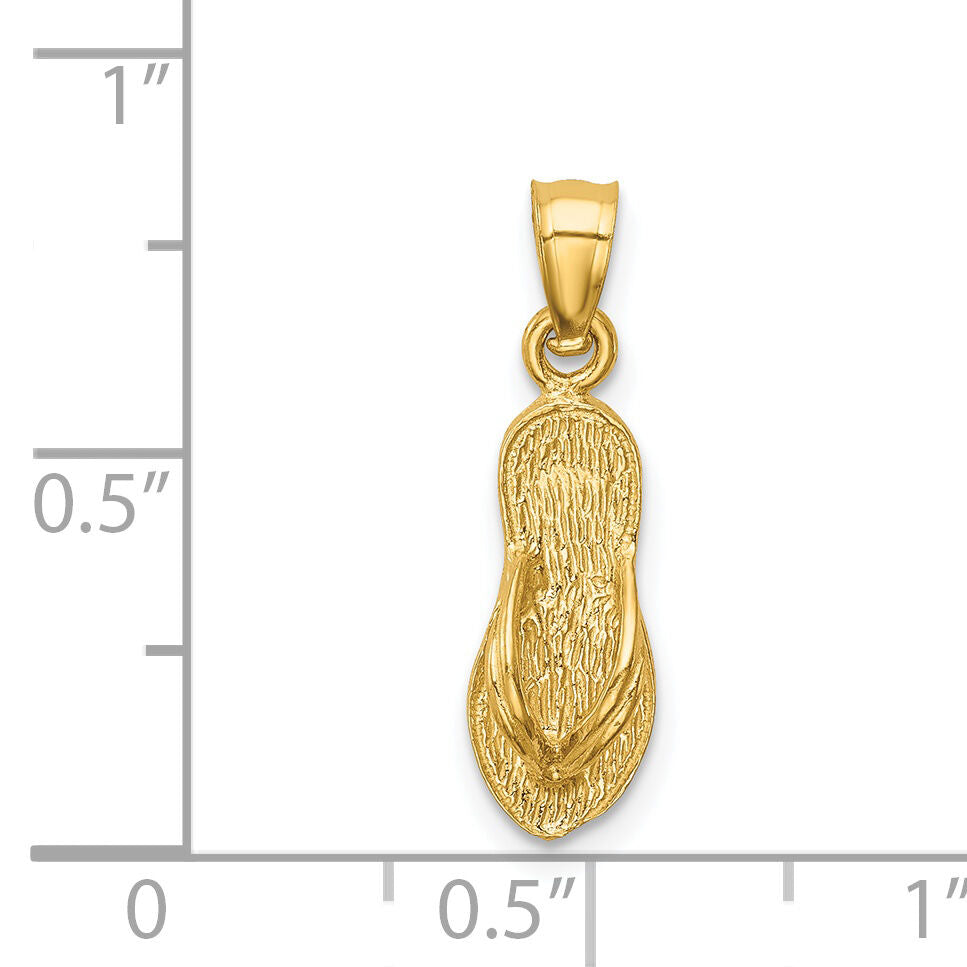 14k  3D Polished And Textured Flip Flop Pendant-K6085