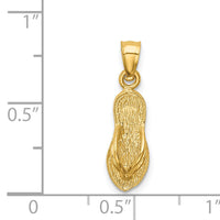 14k  3D Polished And Textured Flip Flop Pendant-K6085