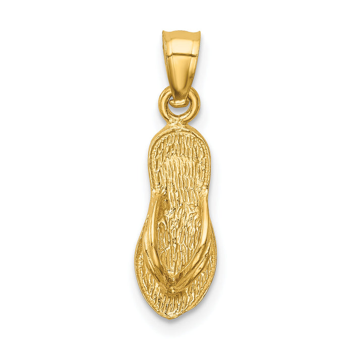 14k  3D Polished And Textured Flip Flop Pendant-K6085