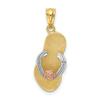14K Yellow and Rose Gold w/Rhodium Sandal Pendant-K6088