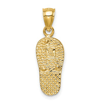 14k Polished 3D w/Created White Opal Flip Flop Pendant-K6089