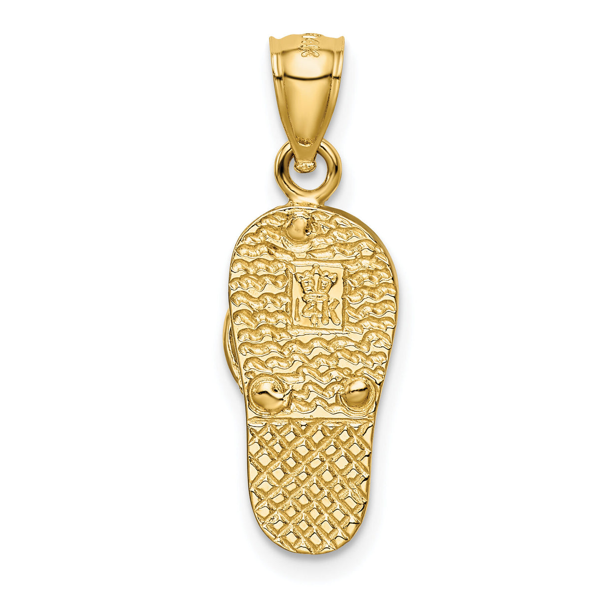 14k Polished 3D w/Created Blue Opal Flip Flop Pendant-K6090
