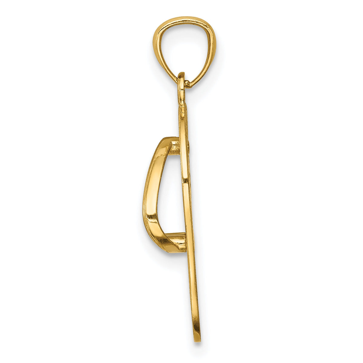 14k w/Rhodium Polished Floral Flip Flop Pendant-K6091