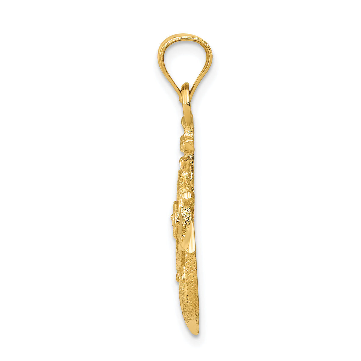 14k Satin Diamond-cut Anchor Pendant-K6092