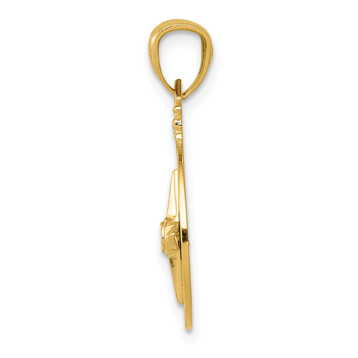 14k Diamond-cut Polished Compass Pendant-K6095