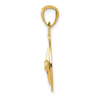 14k Diamond-cut Polished Compass Pendant-K6095