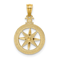 14k Diamond-cut Polished Compass Pendant-K6095