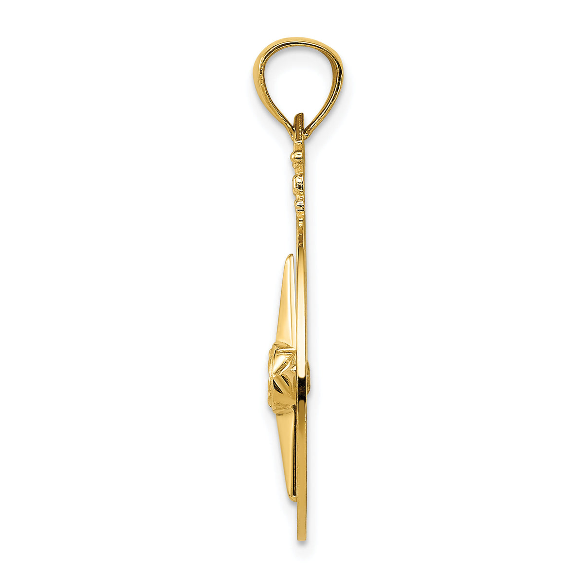 14k Diamond-cut Polished Compass Pendant-K6096