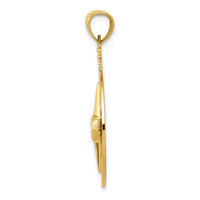 14K Diamond-Cut Polished and Satin Compass Pendant-K6097