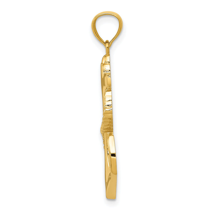 14k Polished Anchor w/Rope Pendant-K6100