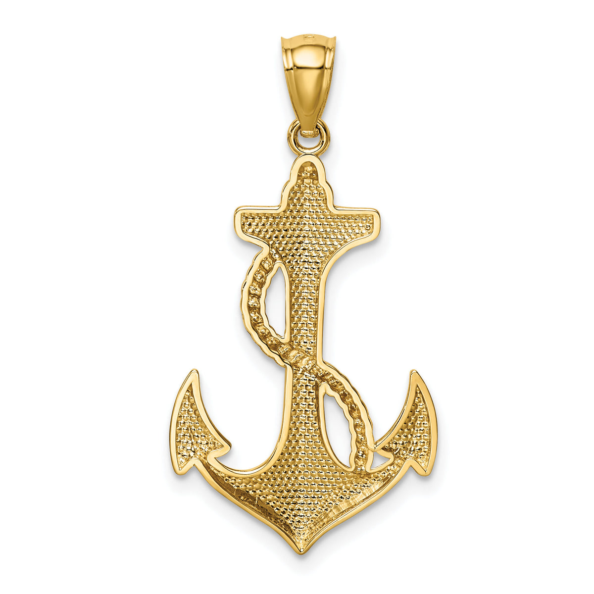 14k Polished Anchor w/Rope Pendant-K6100