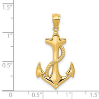 14k Polished Anchor w/Rope Pendant-K6100