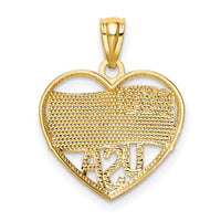 14k w/Rhodium Polished American Flag USA in Heart Pendant-K6111