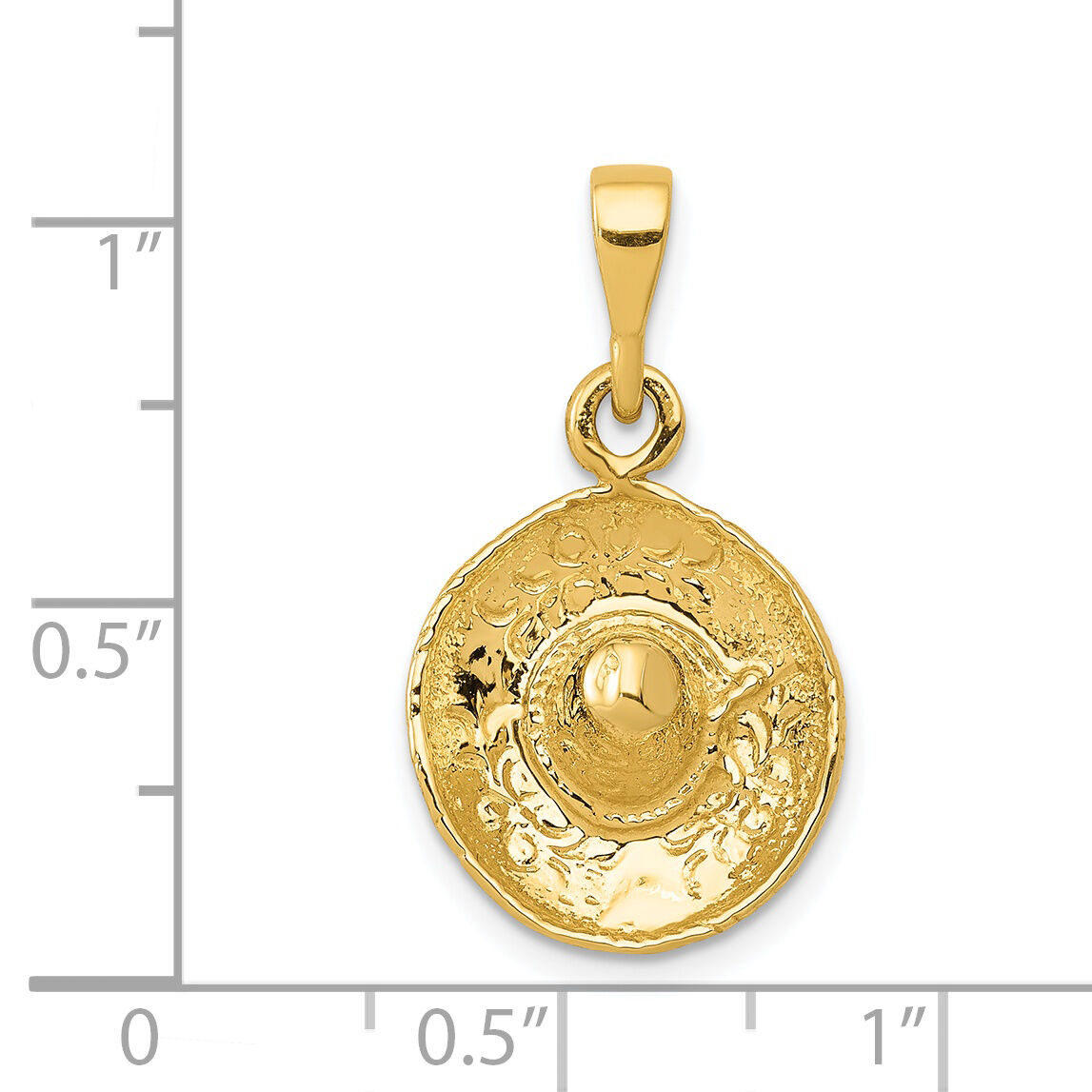 14K  3D Sombrero Pendant-K6115