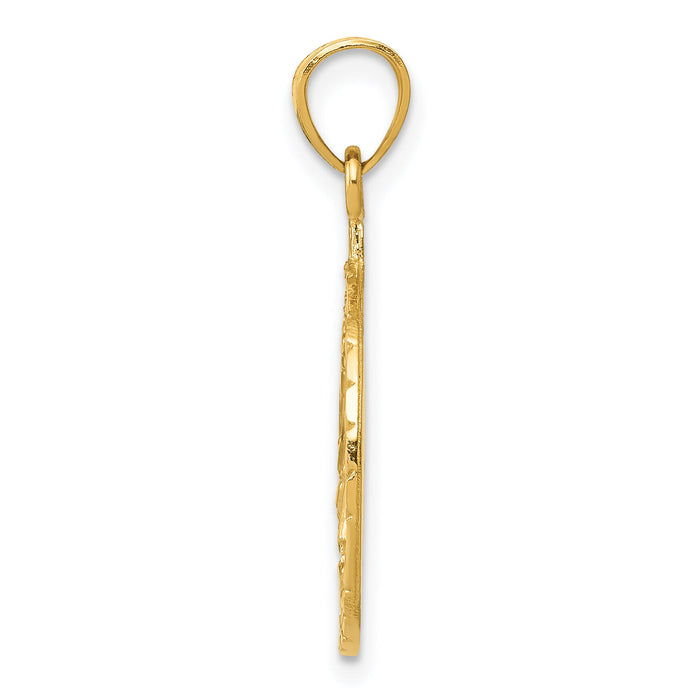 14k Polished and Diamond-cut Masonic Symbol Pendant-K6116