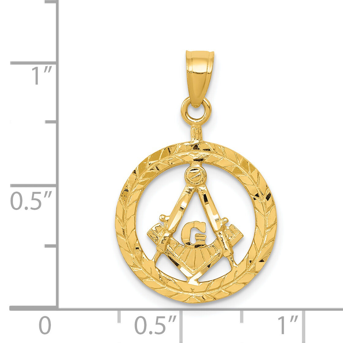 14k Polished and Diamond-cut Masonic Symbol Pendant-K6116