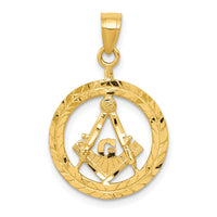 14k Polished and Diamond-cut Masonic Symbol Pendant-K6116