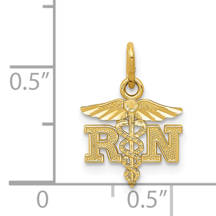 14k Diamond-cut Polished RN Nurse Pendant-K6117