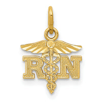 14k Diamond-cut Polished RN Nurse Pendant-K6117