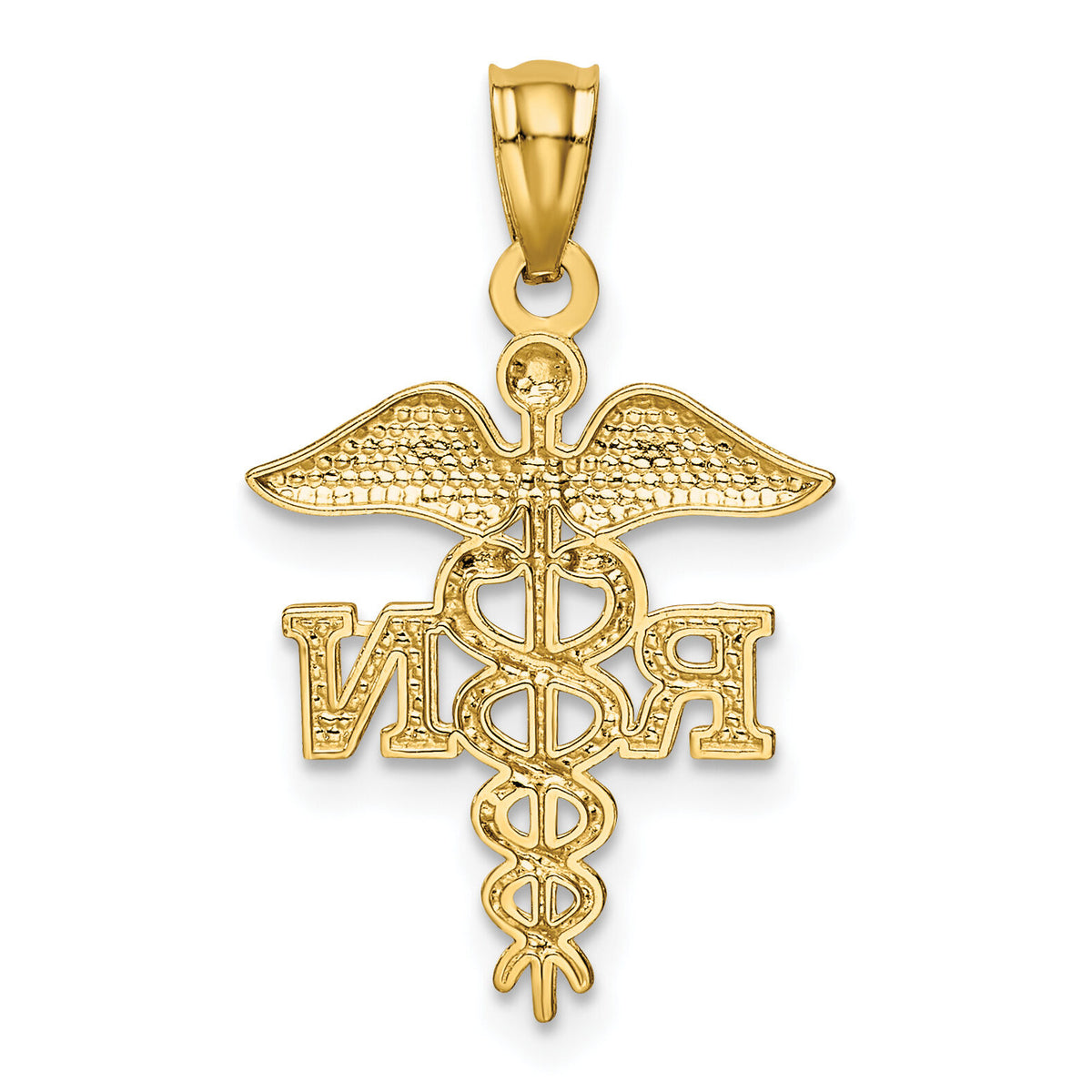14k Diamond-cut Polished RN Nurse Pendant-K6119