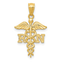 14k Diamond-cut Polished RN Nurse Pendant-K6119
