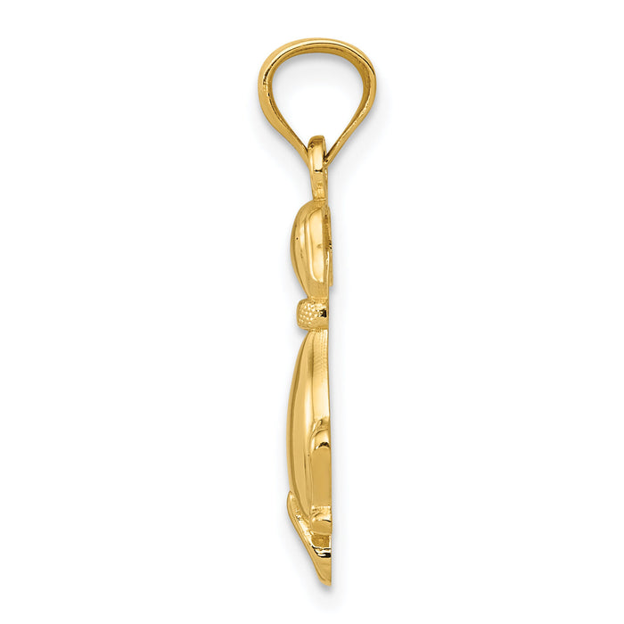 14k Polished Sitting Dog Pendant-K6120