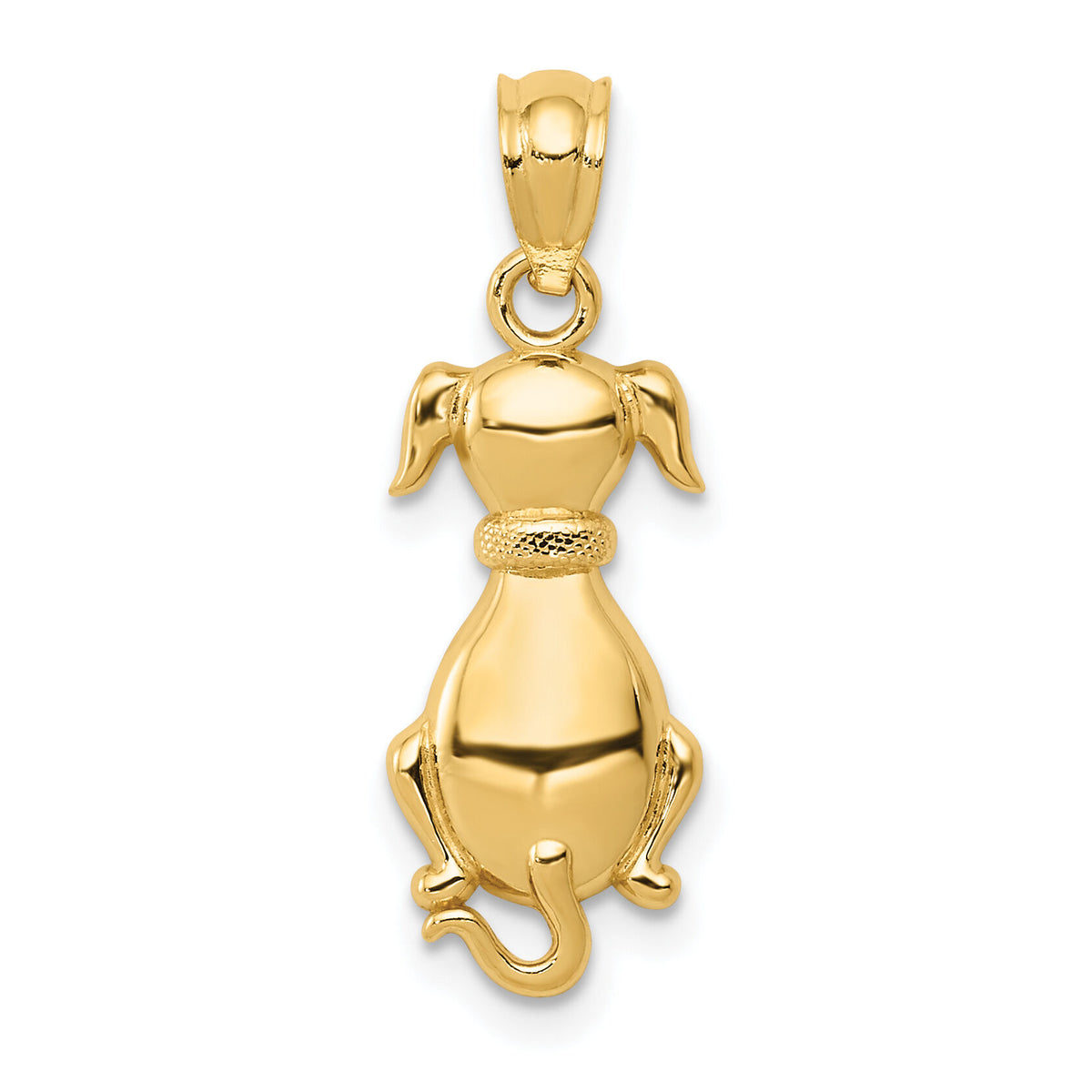 14k Polished Sitting Dog Pendant-K6120