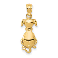 14k Polished Sitting Dog Pendant-K6120
