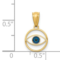 14k Polished Enameled Eye Pendant-K6129