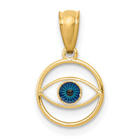 14k Polished Enameled Eye Pendant-K6129