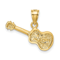 14k Satin Diamond-cut Acoustic Guitar Pendant-K6131