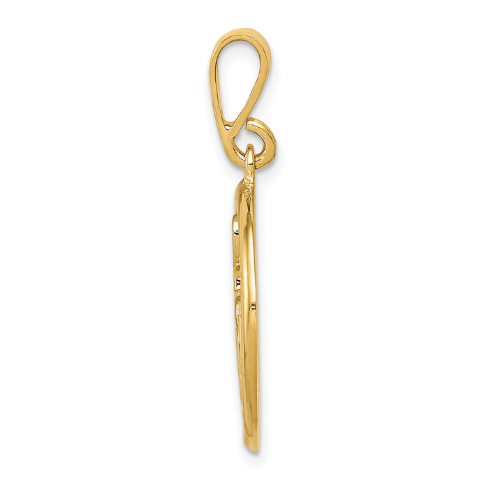 14k Gold Polished Musical Notes Pendant-K6136