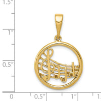 14k Gold Polished Musical Notes Pendant-K6136