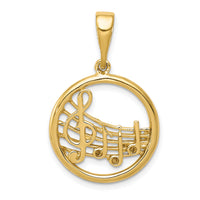 14k Gold Polished Musical Notes Pendant-K6136