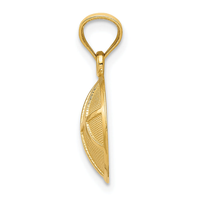 14K Satin and Polished Basketball Pendant-K6143