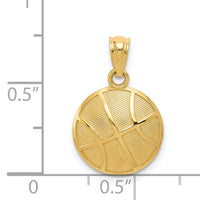 14K Satin and Polished Basketball Pendant-K6143