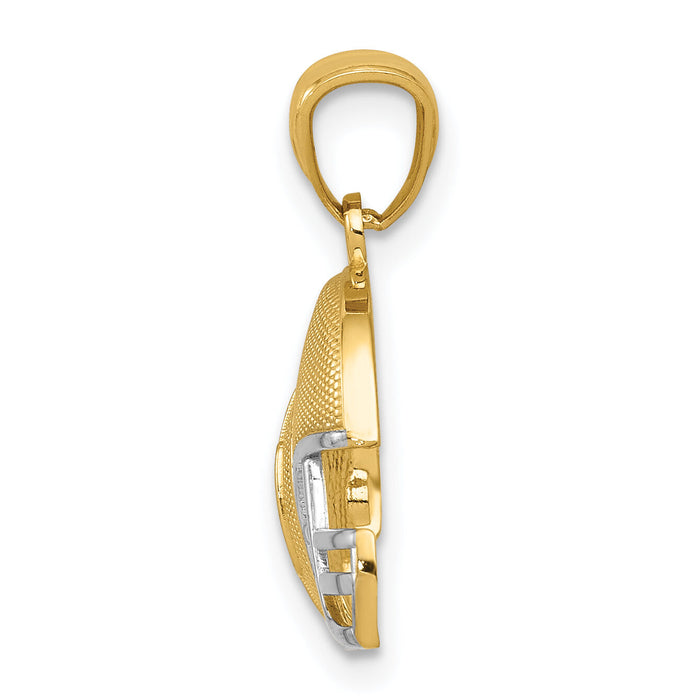 14K w/Rhodium Satin/Polished Football Helmet Pendant-K6145