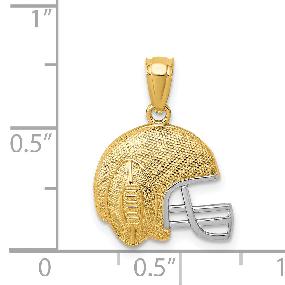 14K w/Rhodium Satin/Polished Football Helmet Pendant-K6145