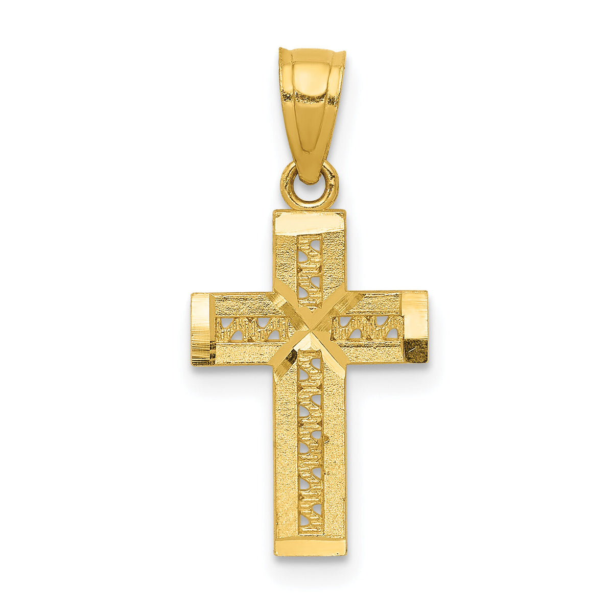 14k Diamond-cut Cross w/X Center Pendant-K6153