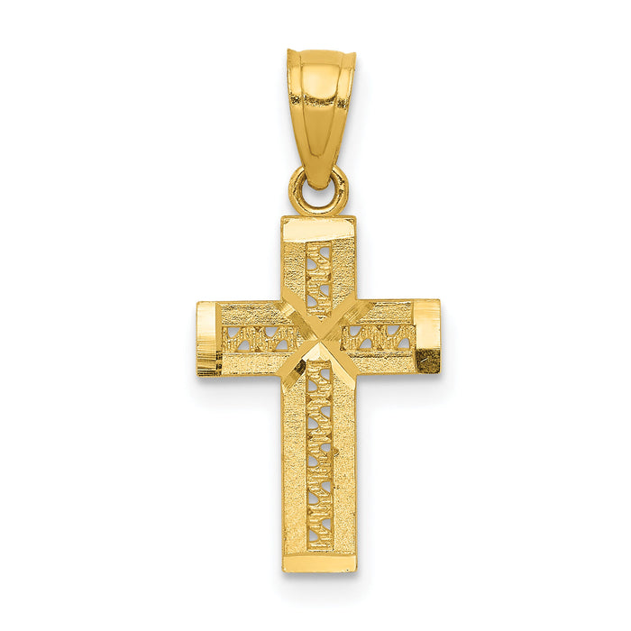 14k Diamond-cut Cross w/X Center Pendant-K6153
