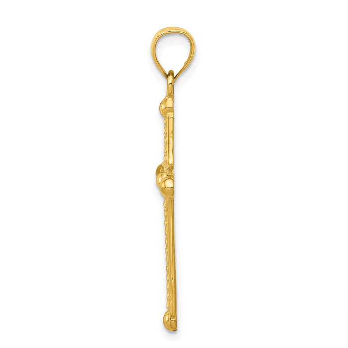 14k Polished Braided Cross Pendant-K6157
